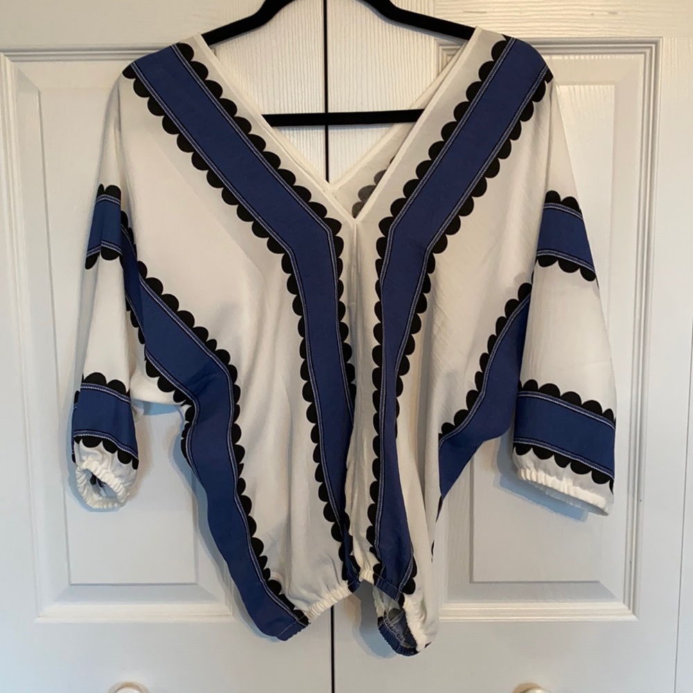 White and blue Blouse, M, new never worn